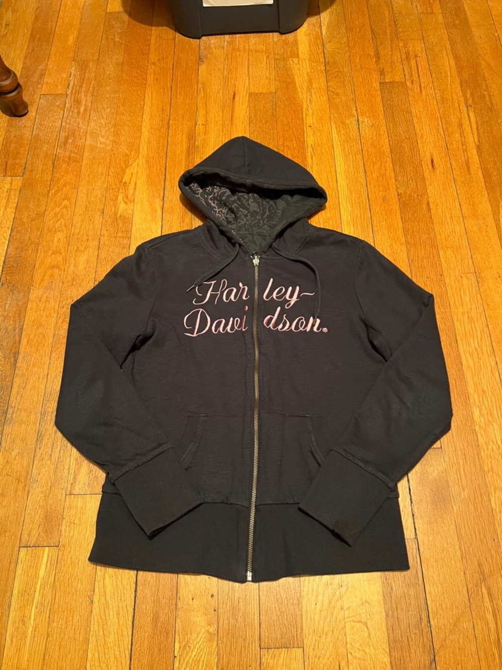 Harley-Davidson Black Hoodie with Pink Script - Picture 12 of 12